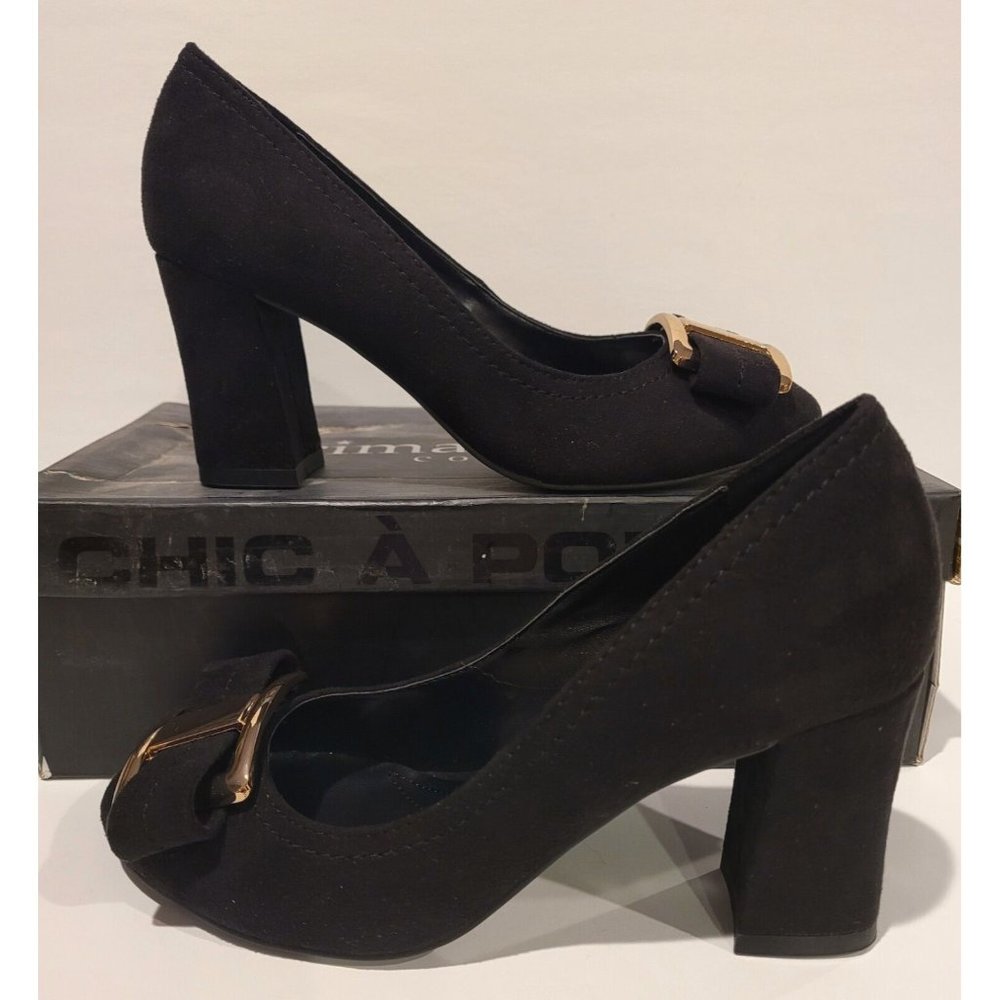 PRIMADONNA COLLECTION WOMEN  EURO 35 BLOCK HEELS BLACK NEW BOX   02721 MI